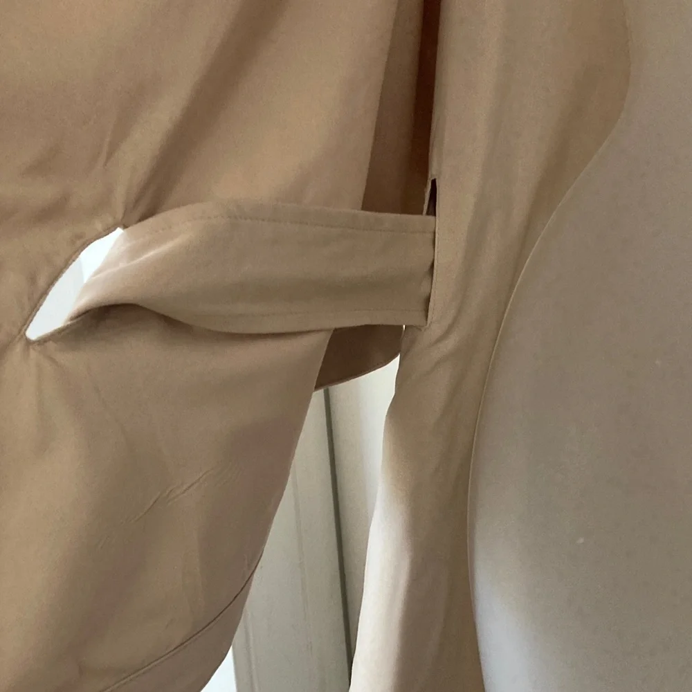 Tan Cape Jacket ,Poncho! Belted,Size -XS/S, lined, 97% cotton, 3% spandex - Picture 7 of 11